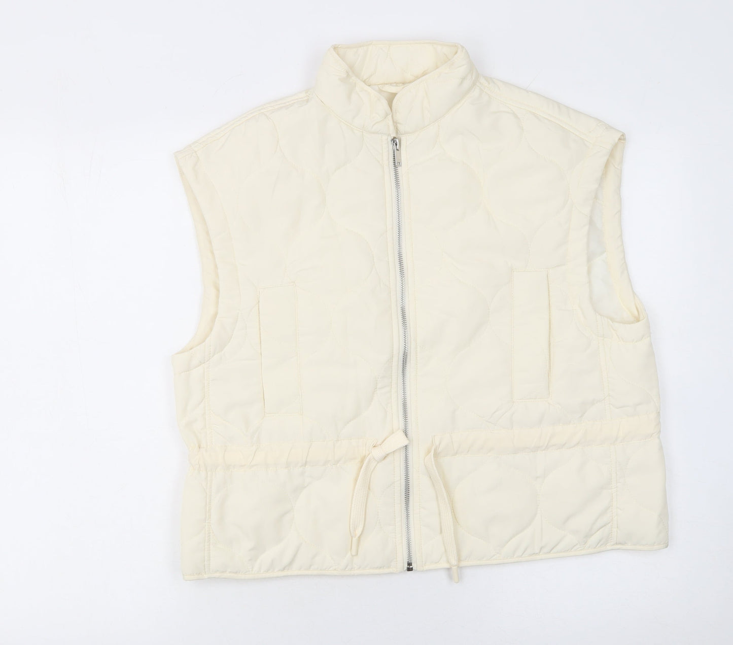 Primark Women Ivory Quilted Waistcoat S Regular Fit Full Zip