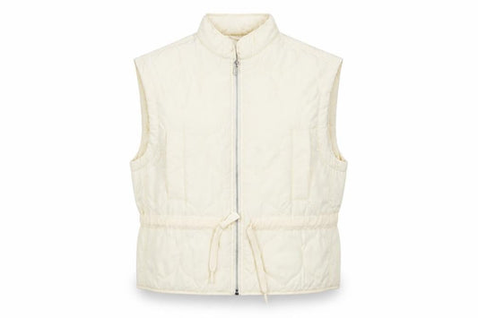 Primark Women Ivory Quilted Waistcoat S Regular Fit Full Zip