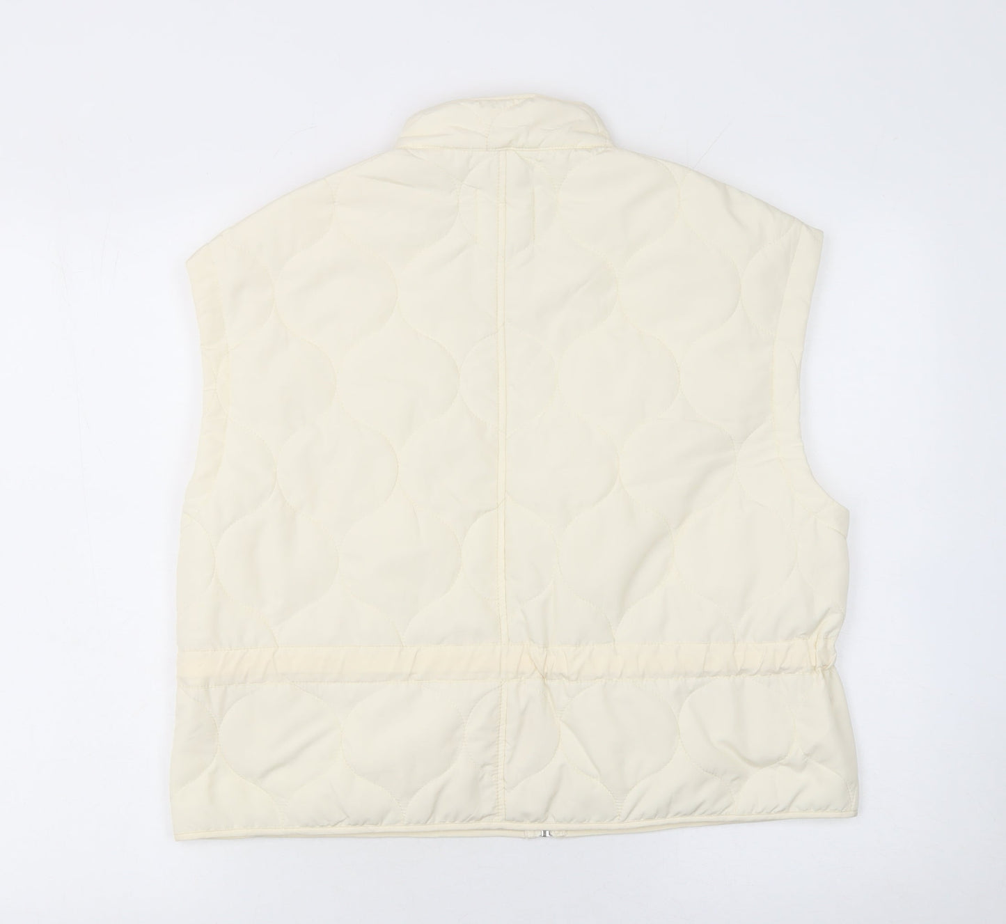 Primark Women Ivory Quilted Waistcoat S Regular Fit Full Zip