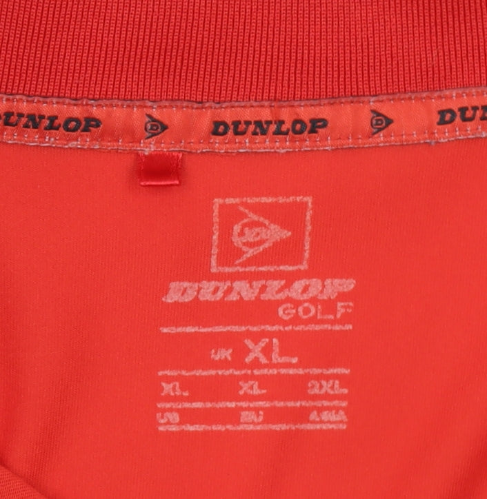 Dunlop Men Red Golf Polo Shirt XL Moisture Wicking Sports Top