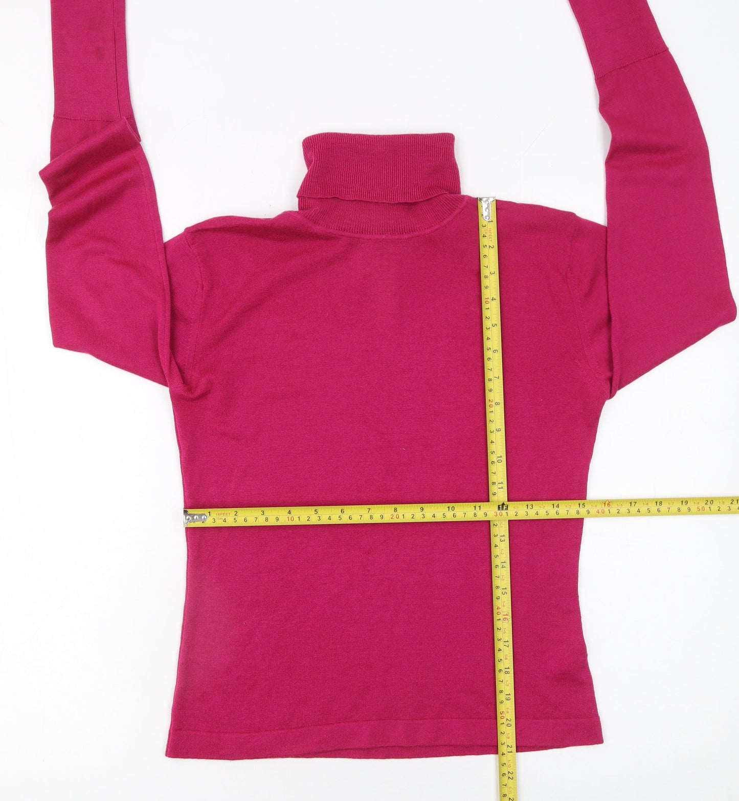 Turnover Womens Pink Wool Roll Neck Jumper Size S Long Sleeve Knit