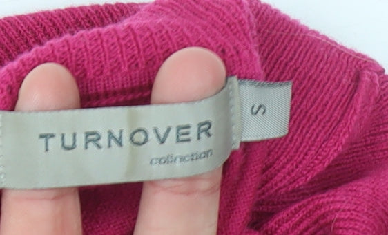 Turnover Womens Pink Wool Roll Neck Jumper Size S Long Sleeve Knit