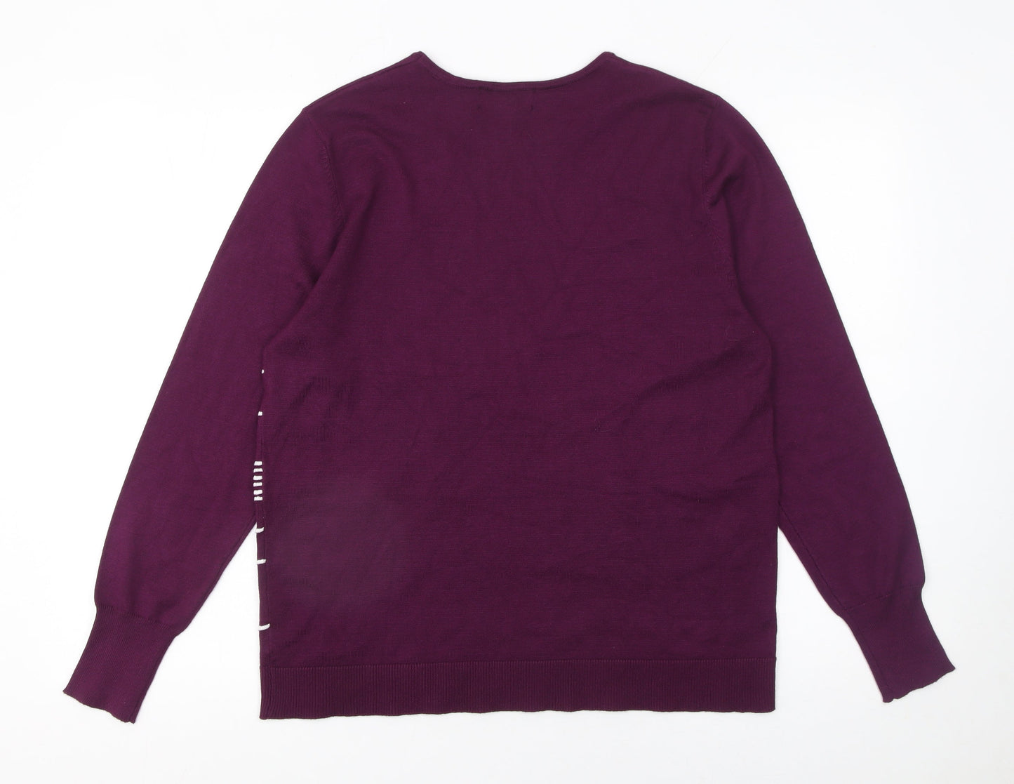Paramour Women's Purple Striped Knit Crew Neck Jumper Size L