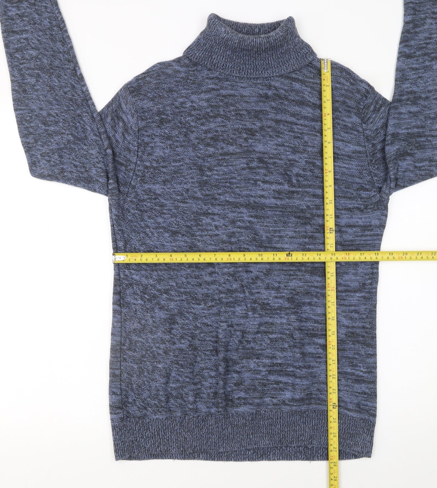 Rorie Whelan Womens Blue Roll Neck Cotton Knit Jumper Size M