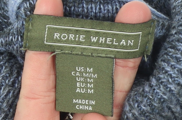 Rorie Whelan Womens Blue Roll Neck Cotton Knit Jumper Size M