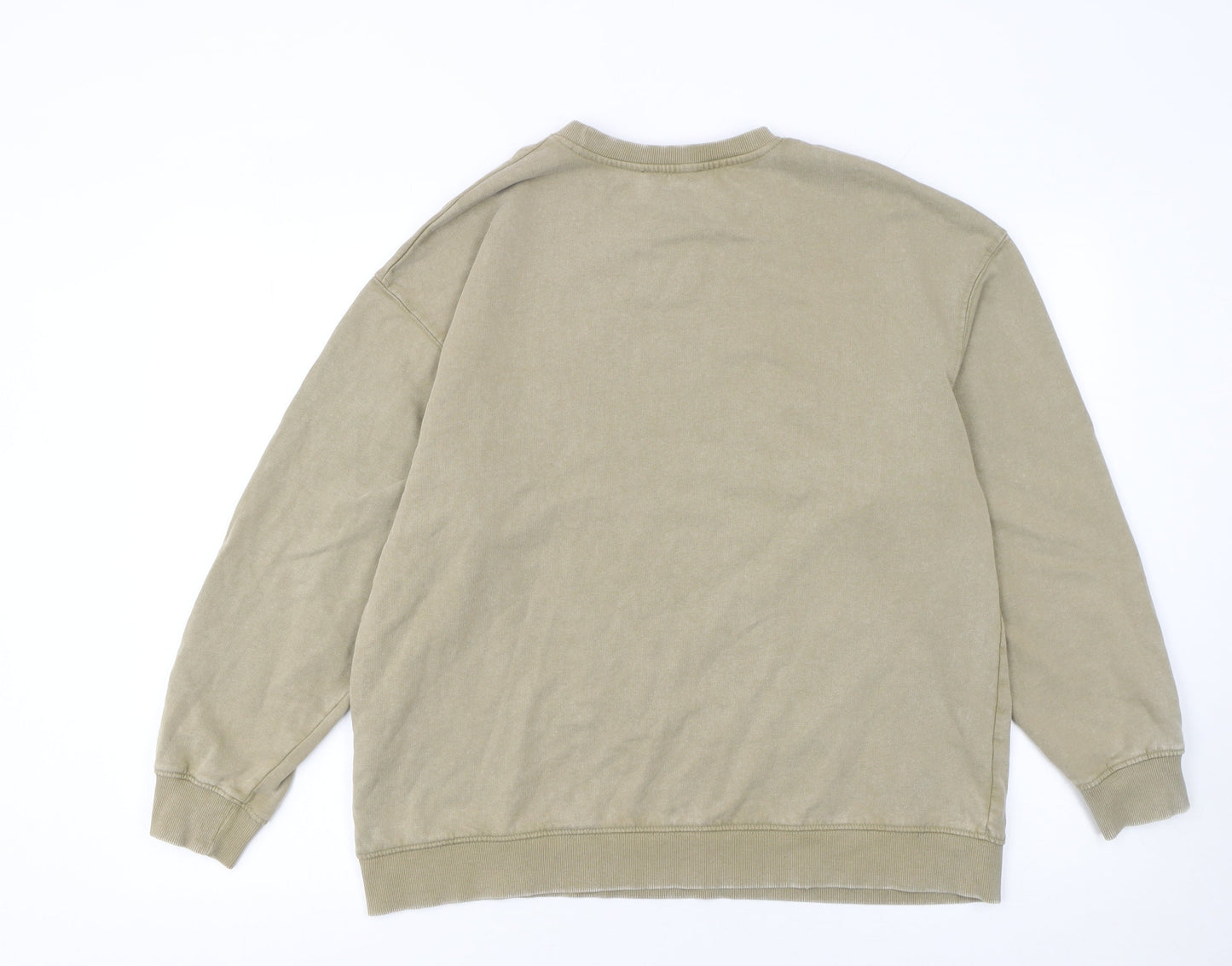 Zara Women Beige Cotton Crew Neck Pullover Sweatshirt Size S