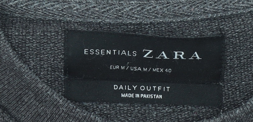 Zara Mens Grey Knit Crew Neck Pullover Jumper Size M
