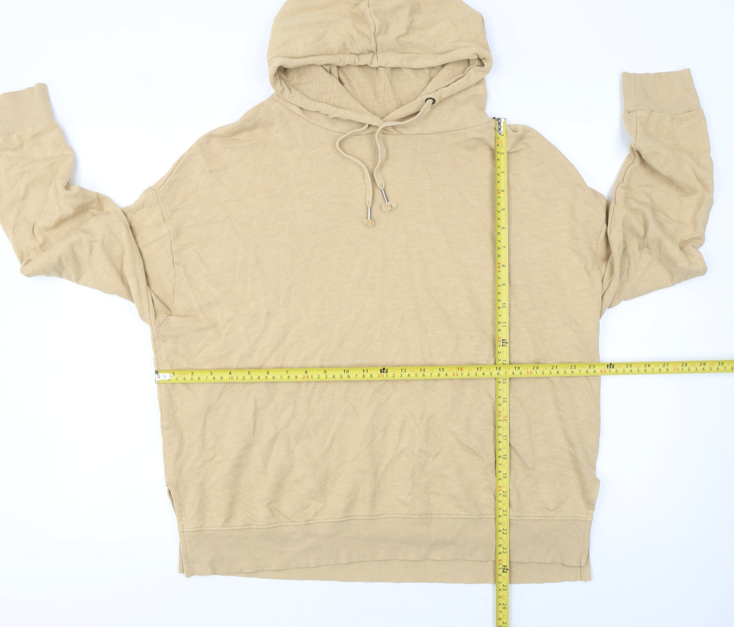 Next Women Beige L Pullover Hoodie 100% Cotton Casual