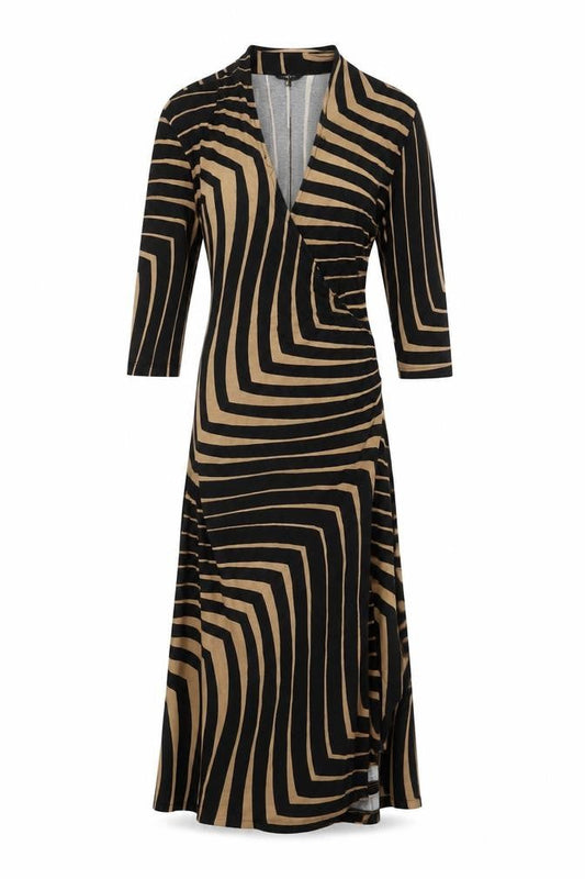 Hobbs Women’s Black Geometric Wrap Dress Size 14 Viscose 3/4 Sleeve