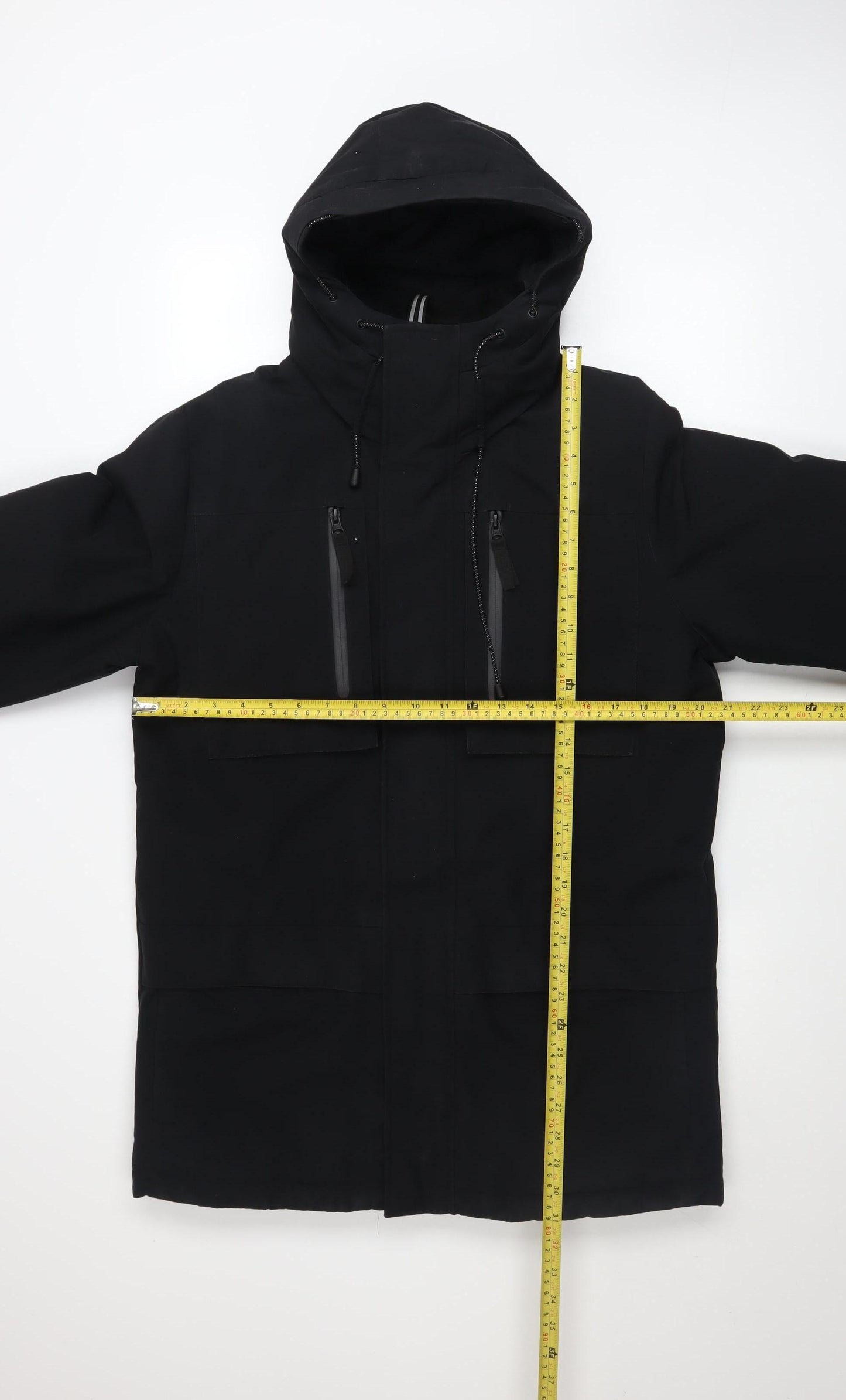 George Men's Black XS Parka Jacket Hooded Polyester Winter Coat