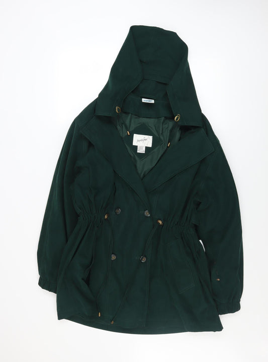 Jacqueline Ferrar Womens Green Petite Large Hooded Anorak Jacket