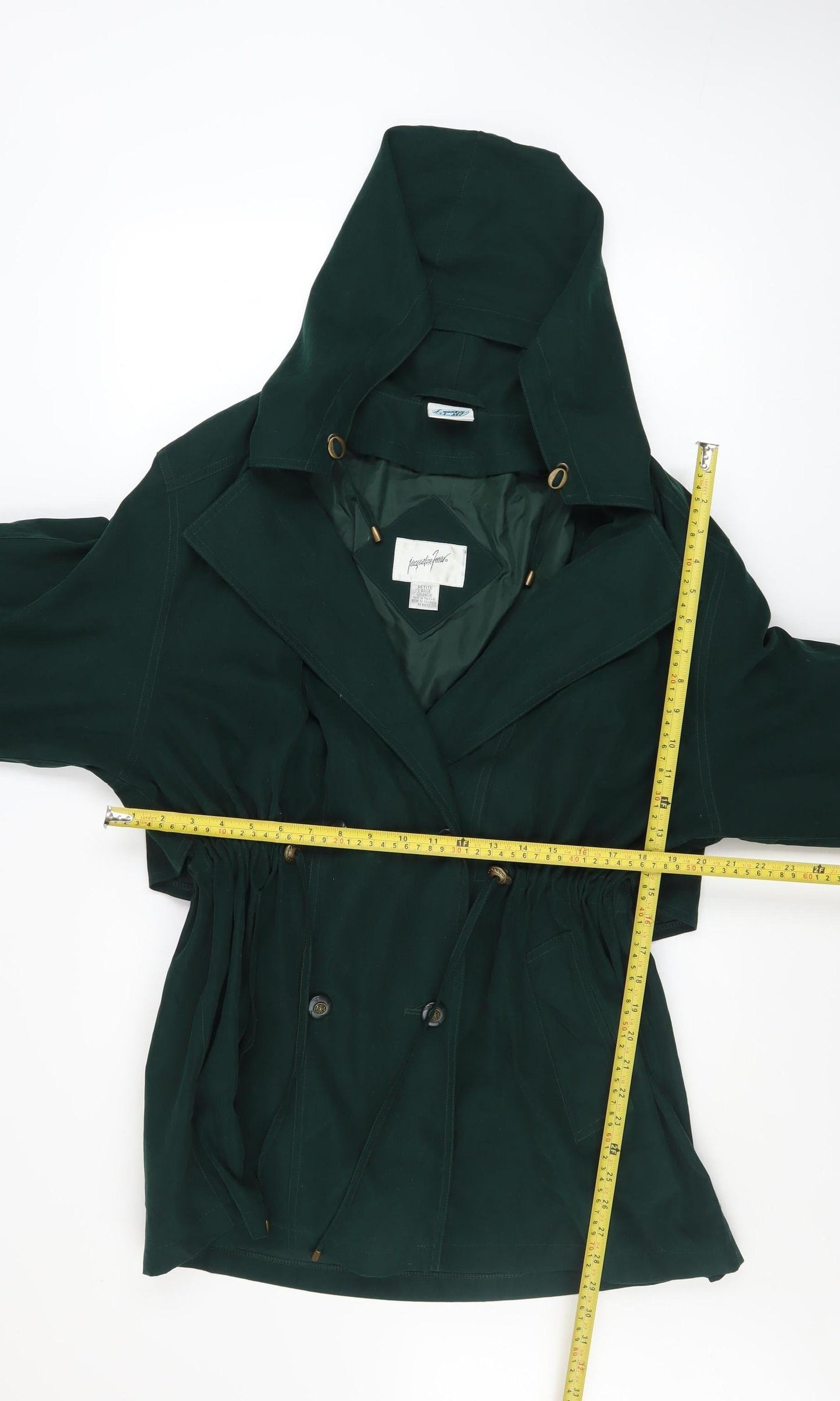 Jacqueline Ferrar Womens Green Petite Large Hooded Anorak Jacket