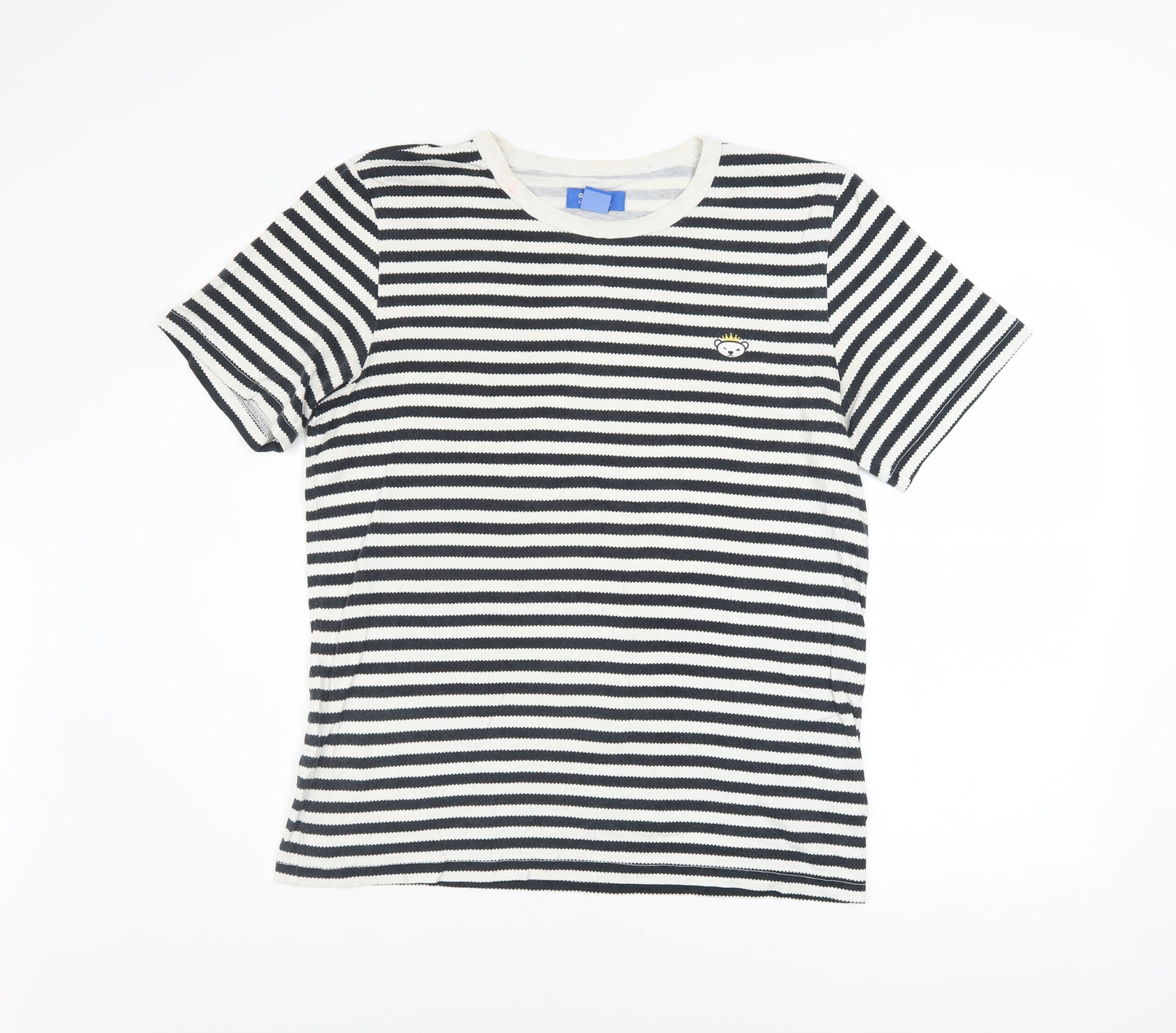 Adidas Men's Black & White Striped Cotton T-Shirt M Classic Fit