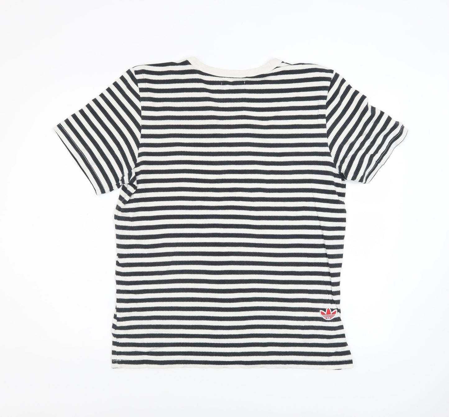 Adidas Men's Black & White Striped Cotton T-Shirt M Classic Fit
