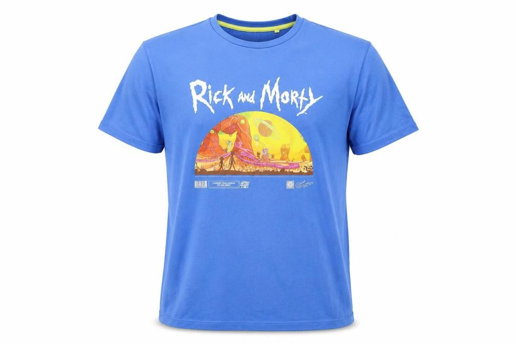 Rick and Morty Men’s Blue Cotton Graphic T-Shirt L Short Sleeve