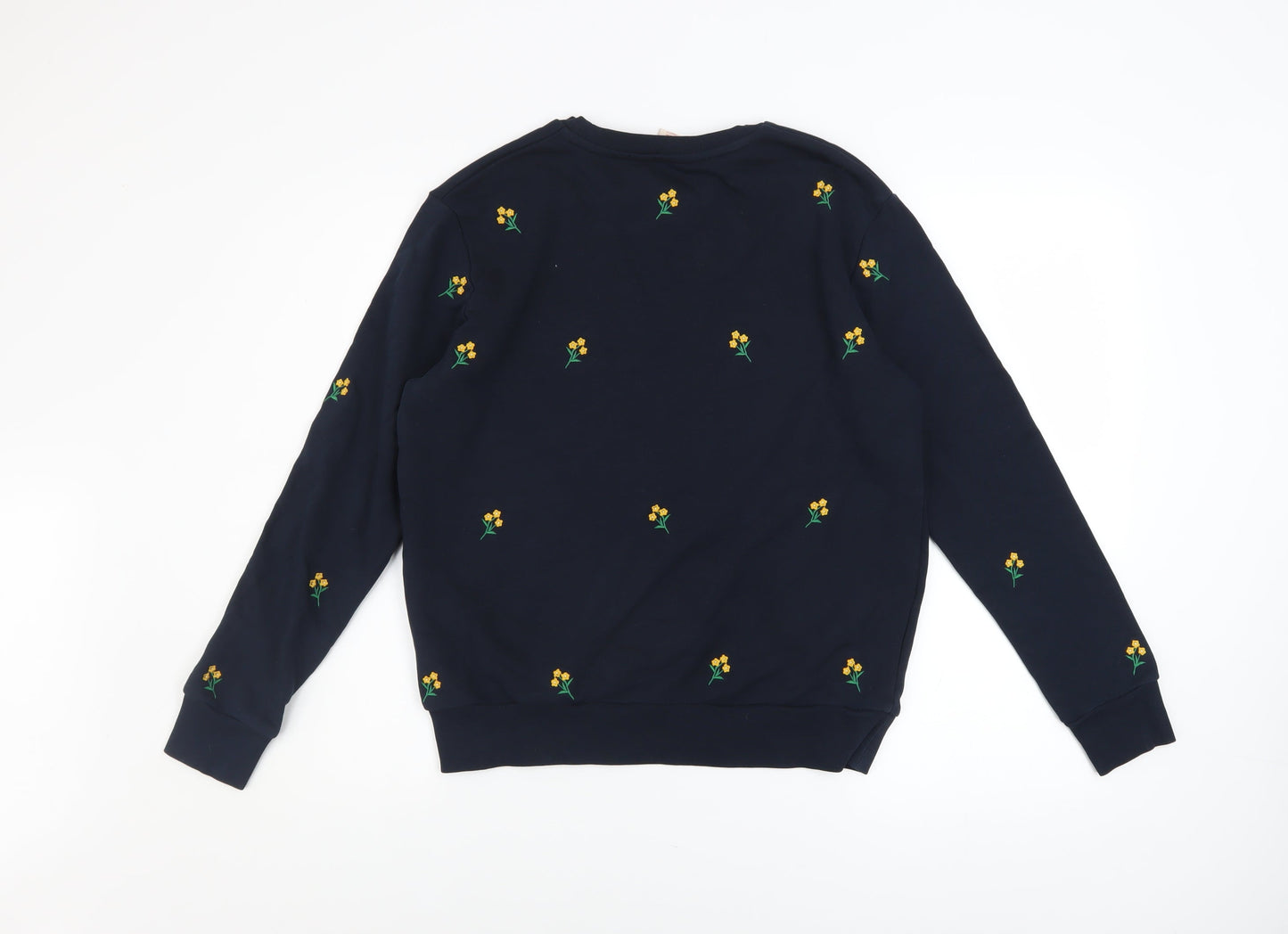 Mauvette Women's Navy Floral Embroidered Pullover Sweatshirt Size 8
