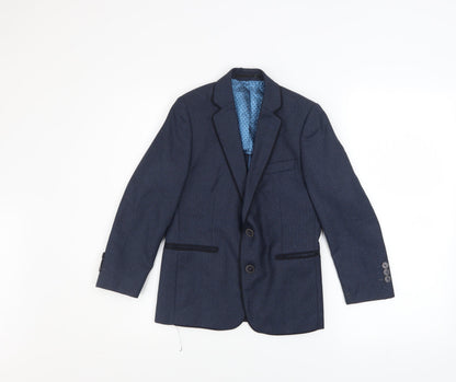 Additional front view of 1880 Club boys’ blue geometric blazer 5 years two-button formal jacket