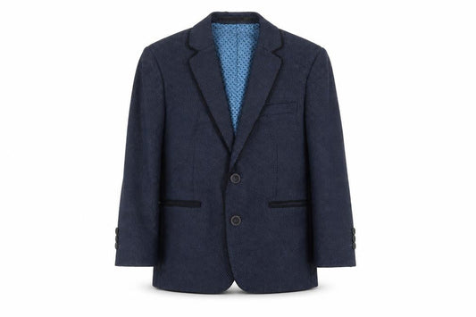 1880 Club Boys Blue Geometric Blazer 5 Years Two-Button Formal Jacket