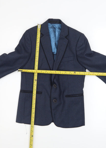 Back view of 1880 Club boys’ blue geometric blazer 5 years two-button formal jacket