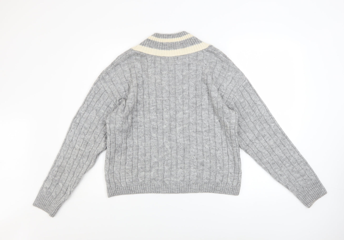 Dunnes Stores Womens Grey Cable-Knit V-Neck Jumper Size S