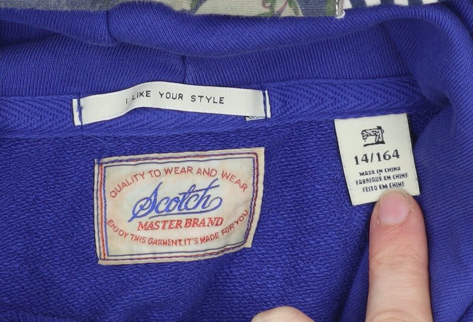 Scotch Master Brand Women's Blue Hooded Pullover Sweatshirt Size 14