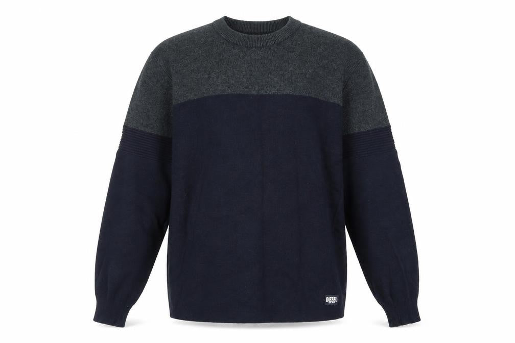 Diesel Men’s Blue Cotton Crew Neck Pullover Jumper Size L
