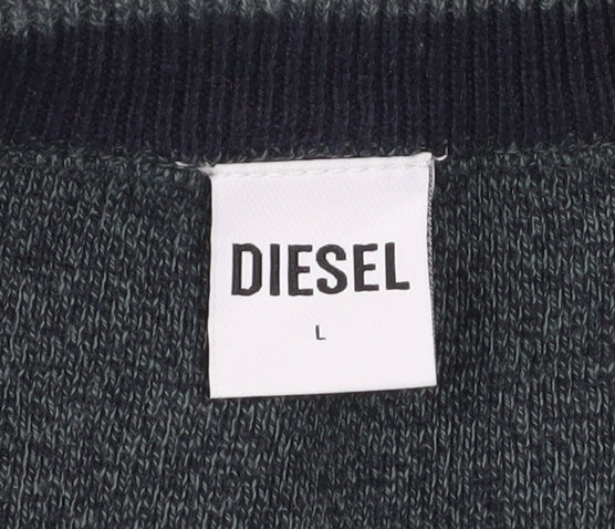 Diesel Men’s Blue Cotton Crew Neck Pullover Jumper Size L