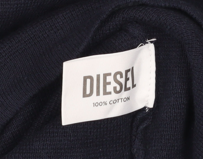 Diesel Men’s Blue Cotton Crew Neck Pullover Jumper Size L