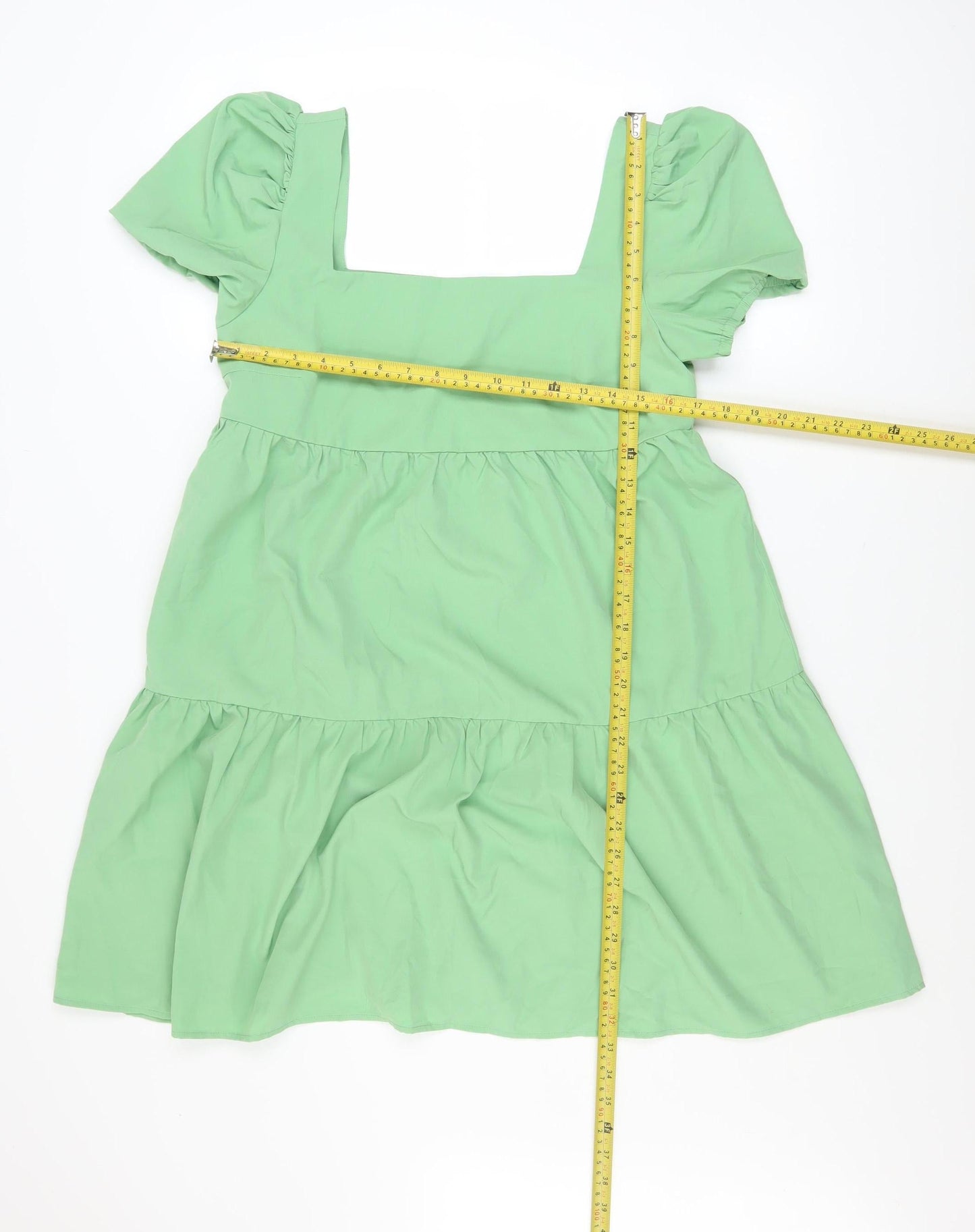 Urban Threads Women’s Green Short A-Line Puff Sleeve Dress Size 10