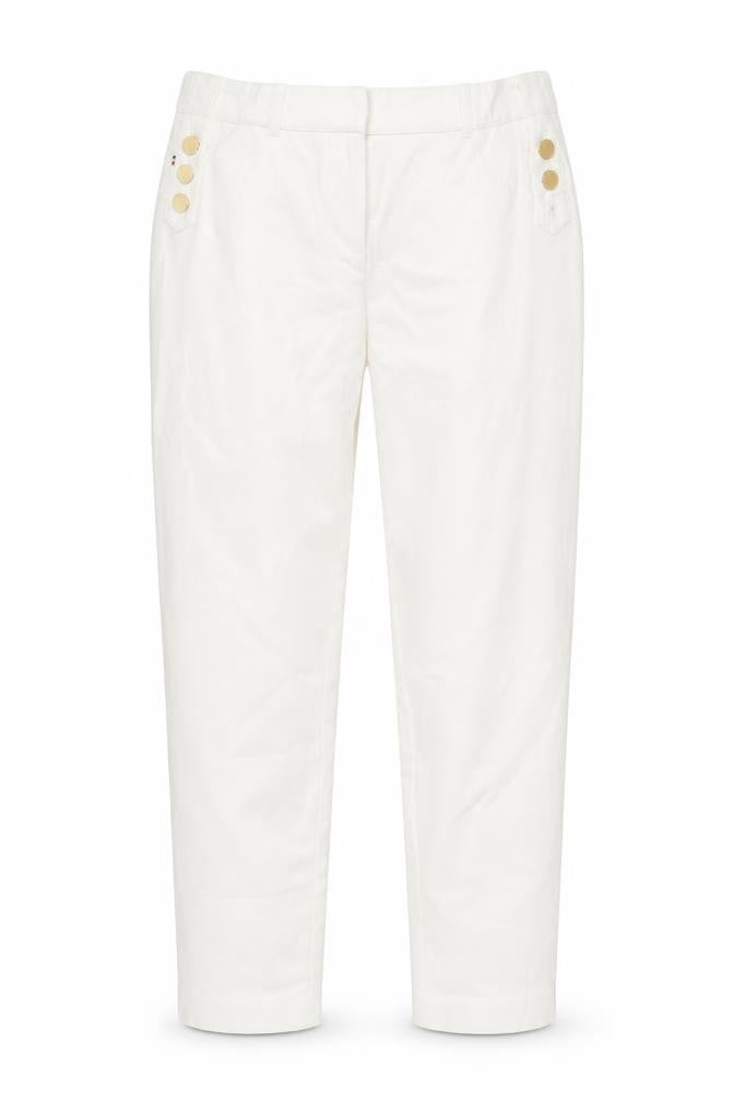 Oky's Women's White Chino Trousers Size 10 Slim Fit Cotton Stretch