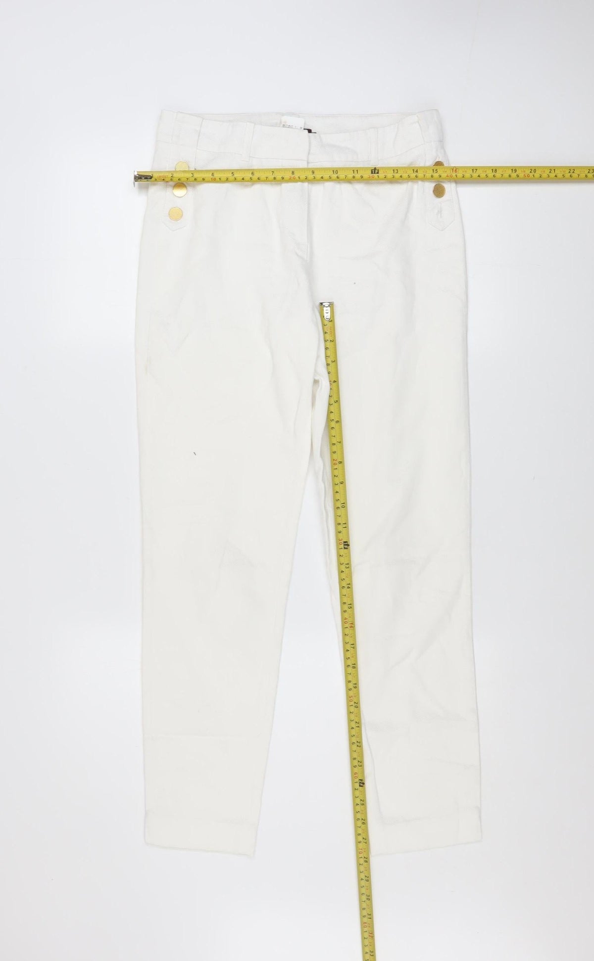 Oky's Women's White Chino Trousers Size 10 Slim Fit Cotton Stretch