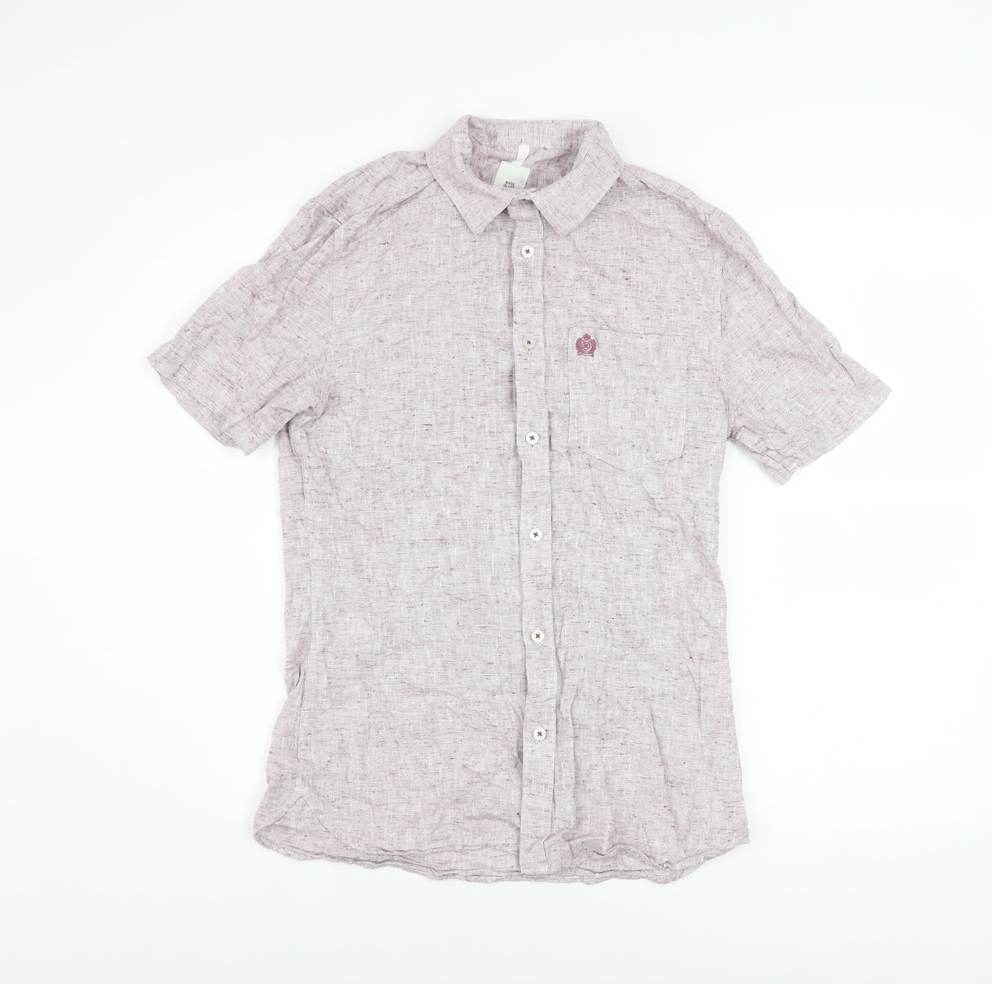 River Island Men’s Purple Short Sleeve Cotton Button-Up Shirt Size S