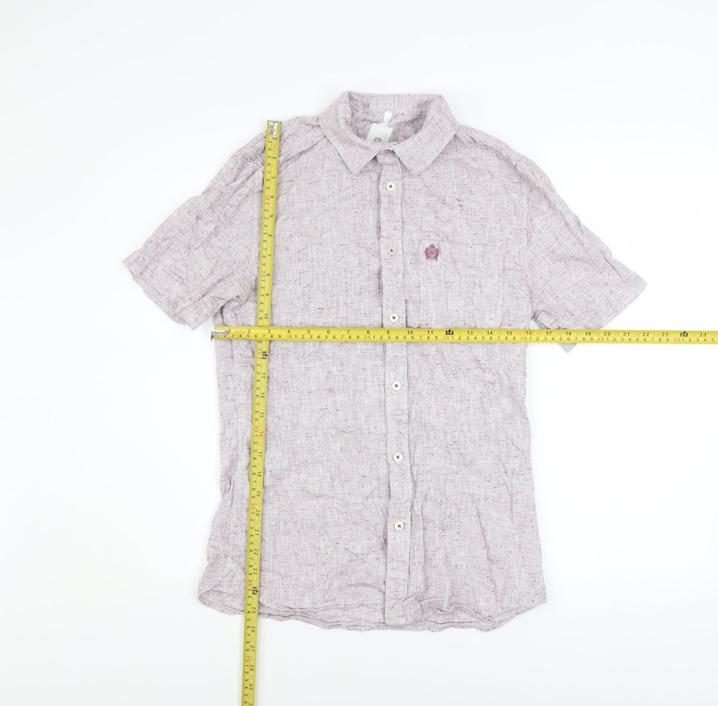 River Island Men’s Purple Short Sleeve Cotton Button-Up Shirt Size S