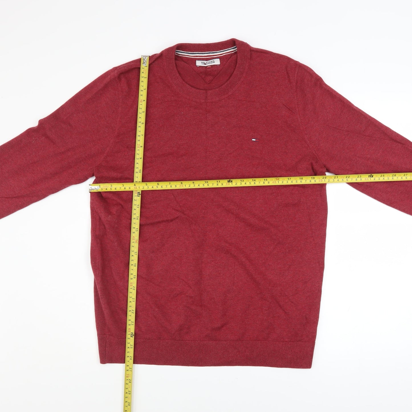 Hilfiger Denim Men's Red Cotton Crew Neck Jumper XL