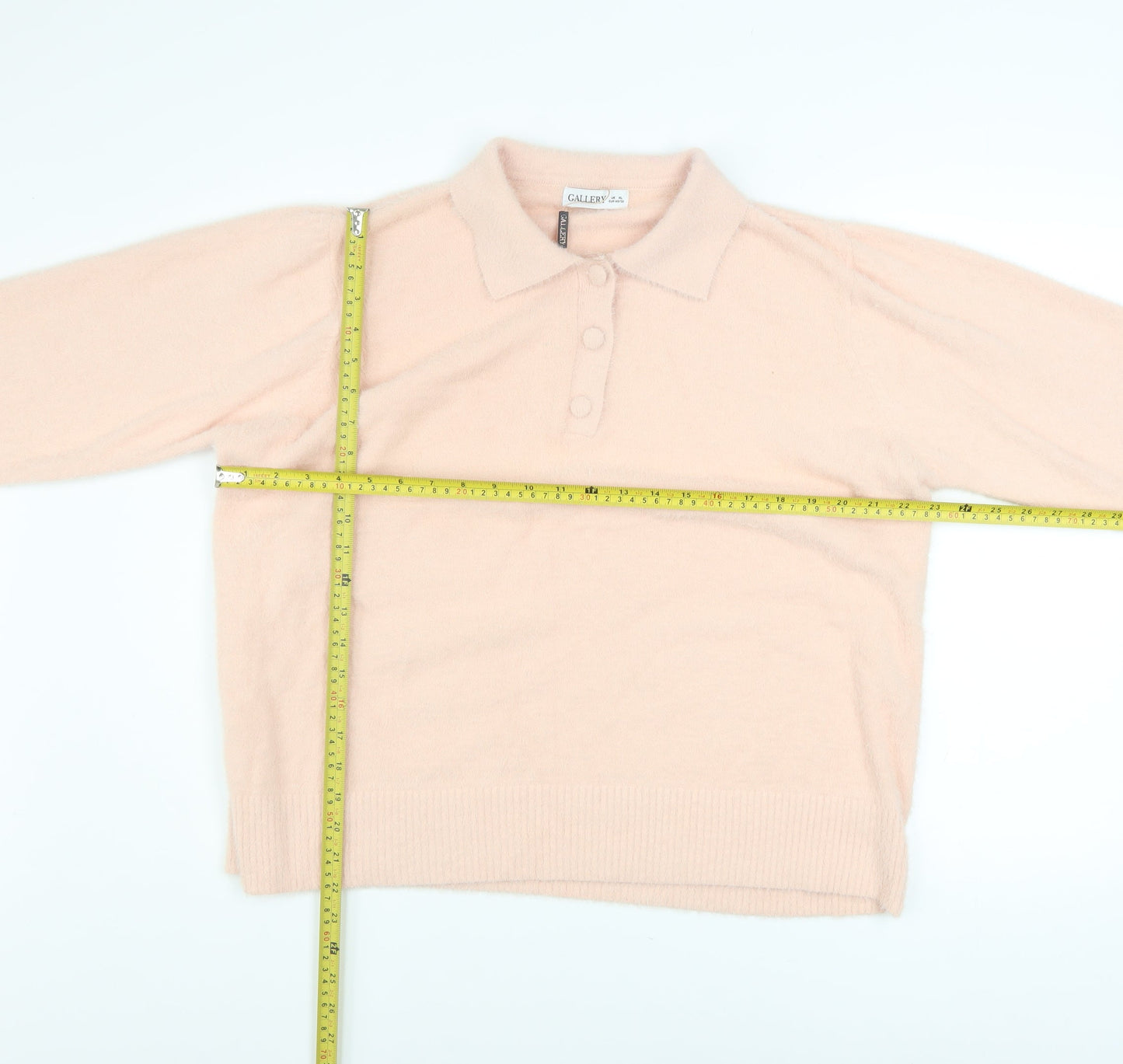 Gallery Women Blush Pink Collared Henley Sweater XL Soft Knit