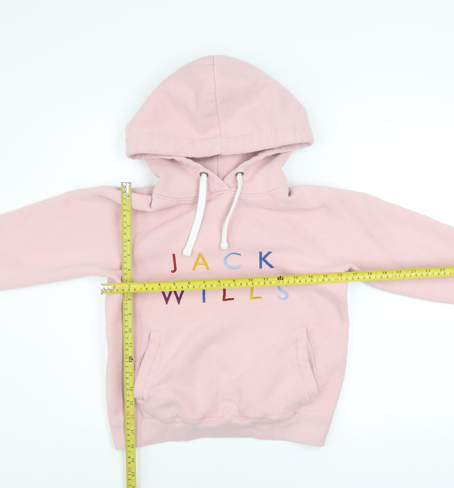 Jack Wills Women Pink Embroidered Logo Pullover Hoodie UK 8