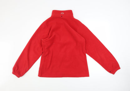 Close-up detail of Sprayway boys’ red fleece full zip jacket 4-5 years outdoor winter warm