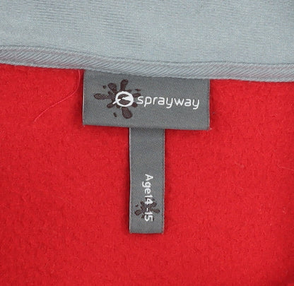 Brand and care label for Sprayway boys’ red fleece full zip jacket 4-5 years outdoor winter warm