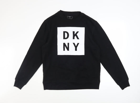 DKNY Men's Black Logo Sweatshirt Pullover Crew Neck Size M