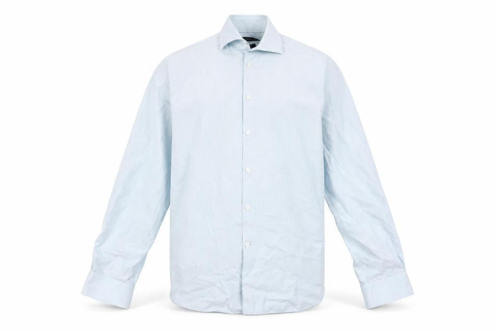 John Varvatos Men Blue Slim Fit Long Sleeve Striped Button-Up Shirt 15.5