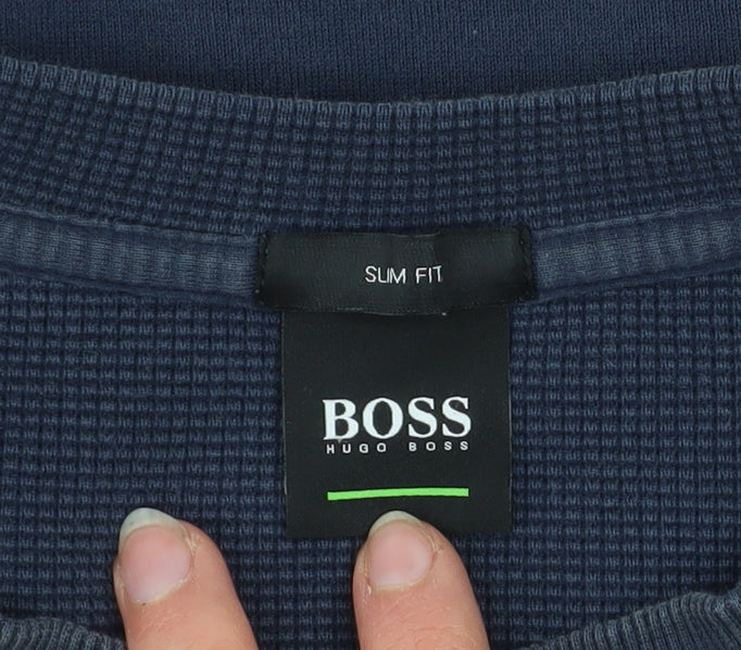 Hugo Boss Men's Blue Slim Fit Logo Sweatshirt XL
