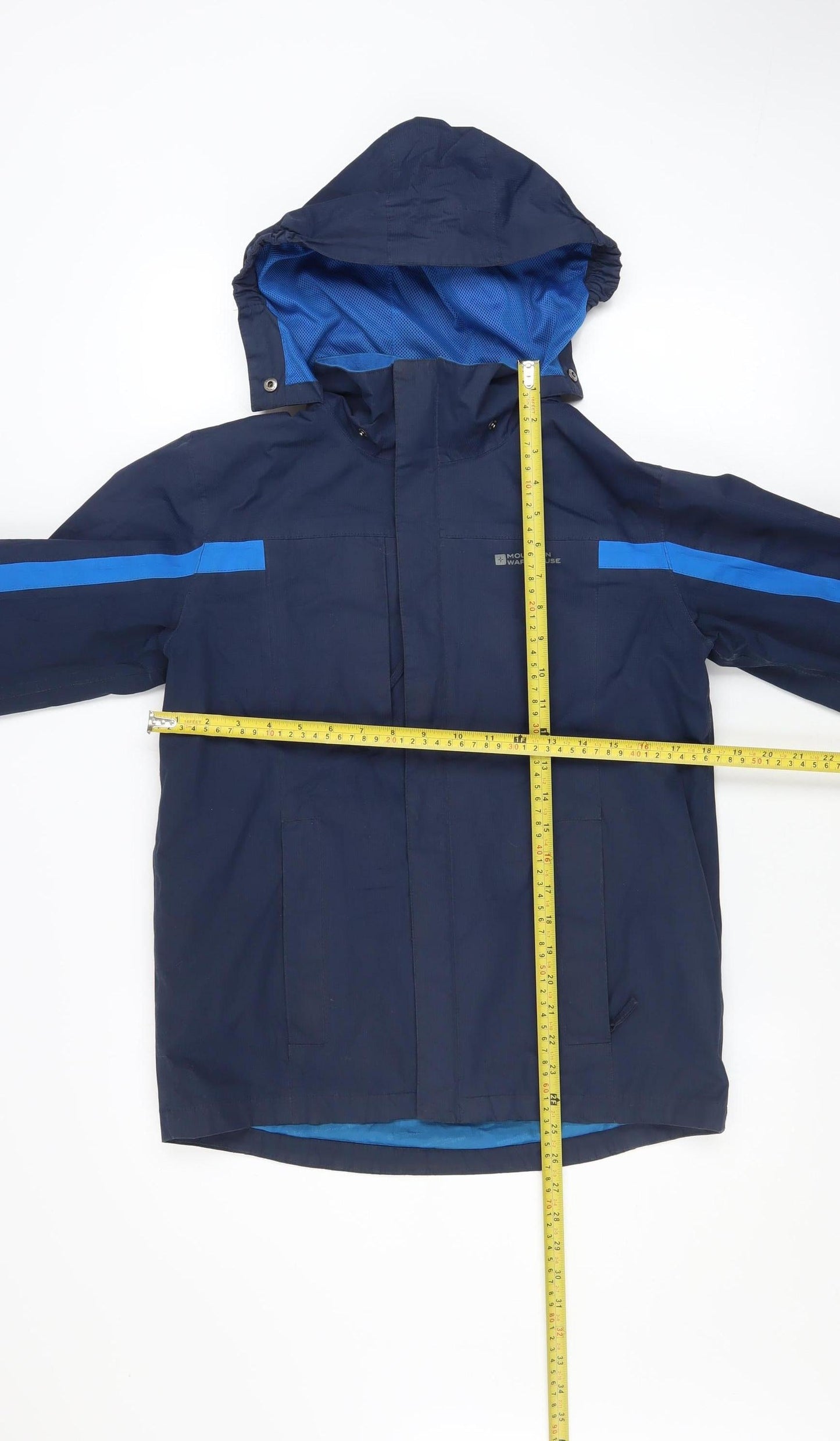 Mountain Warehouse Boys Blue Waterproof Hooded Rain Coat Jacket 13 Years