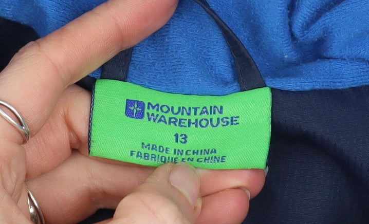 Mountain Warehouse Boys Blue Waterproof Hooded Rain Coat Jacket 13 Years