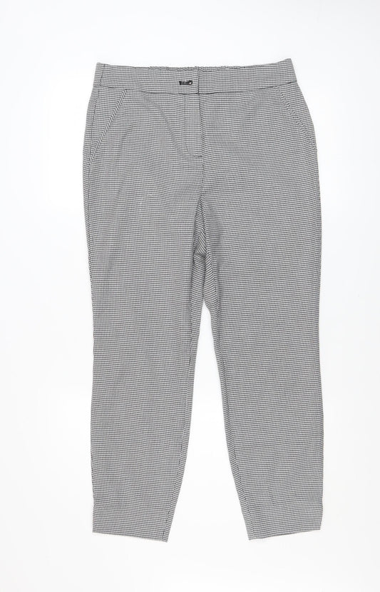 Et Vous Womens Black Houndstooth Slim Fit Stretch Trousers UK 12