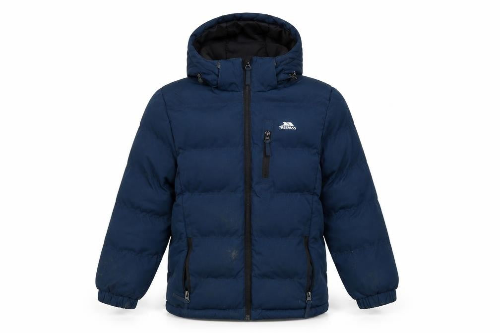 Trespass Boys Blue Waterproof Hooded Puffer Jacket 5-6 Years