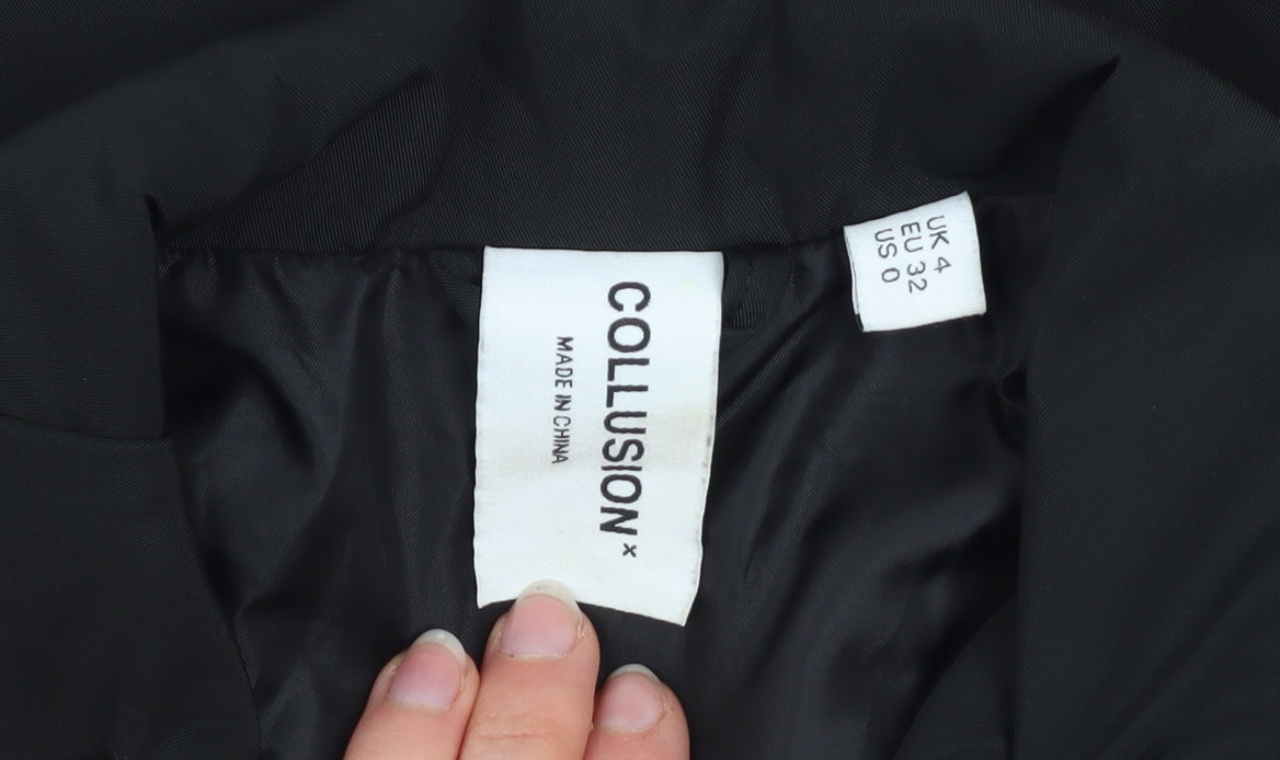 Collusion Women's Black Button Jacket Size 4 Polyester Lined Casual