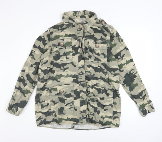 River Island Women Green Camouflage Military Jacket M