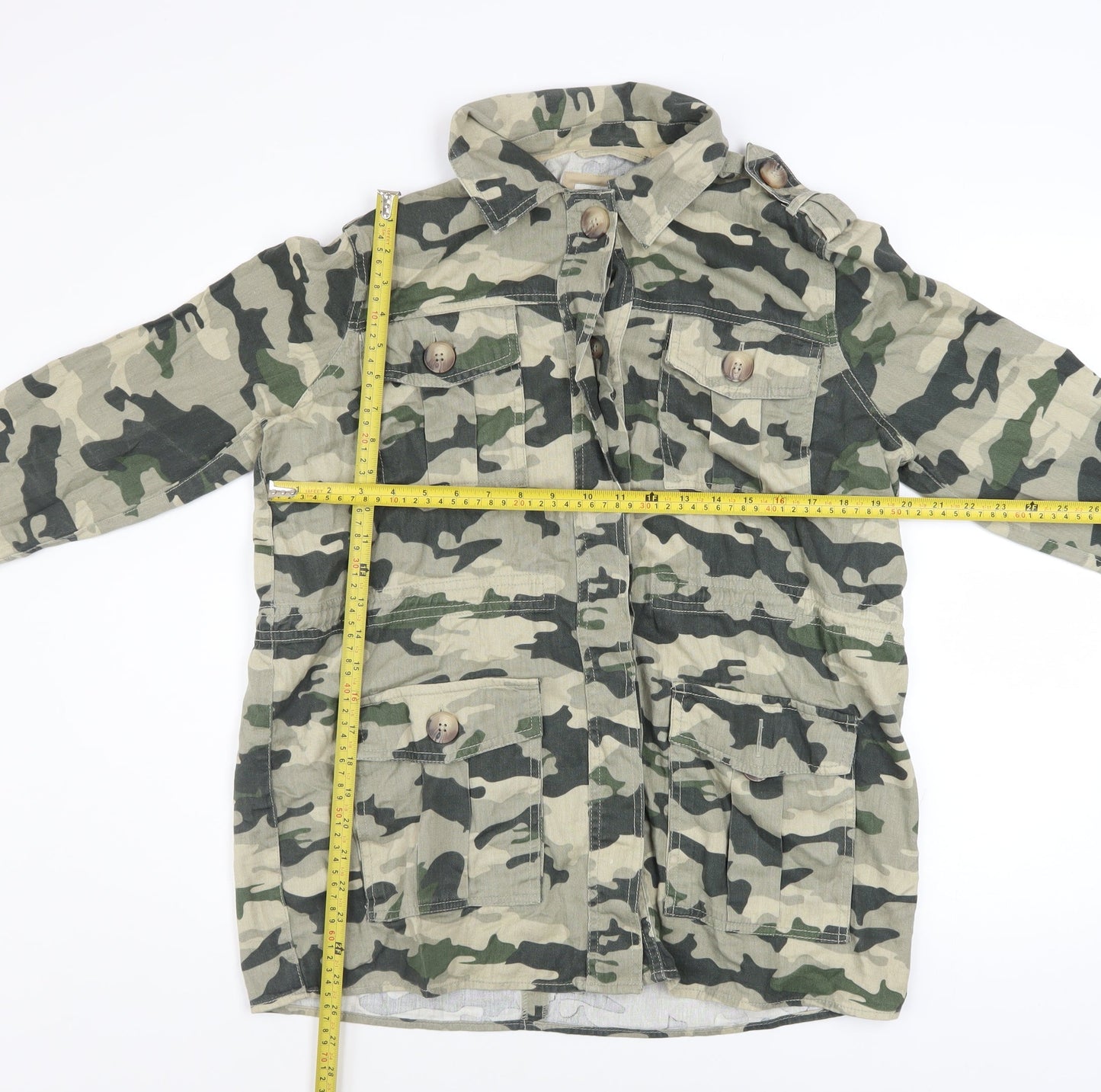 River Island Women Green Camouflage Military Jacket M