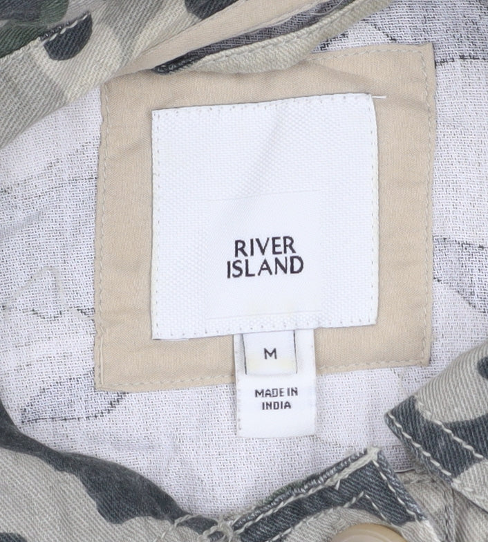 River Island Women Green Camouflage Military Jacket M