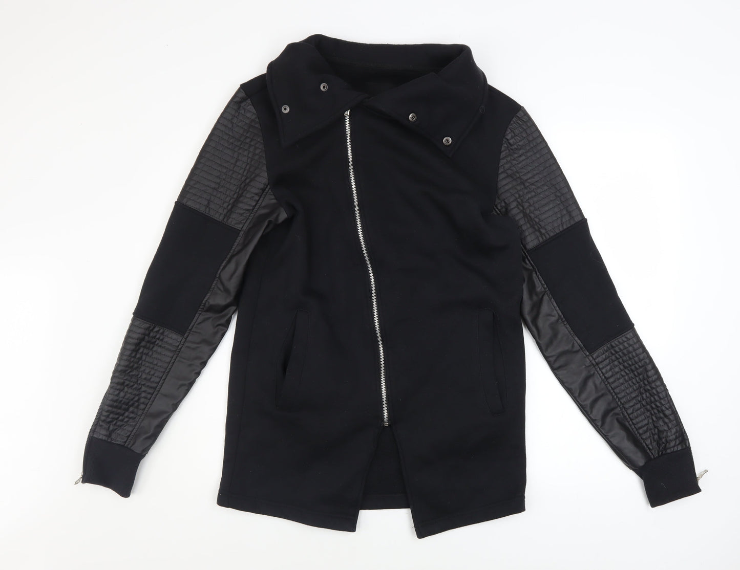 Terance Kole Women's Black Biker Jacket M Cotton Blend Quilted Sleeves
